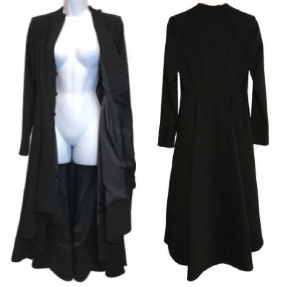 ALICE+OLIVIA new Alcina Black High-Low Tailored Pleated Luxury Dress Trench Coat - Picture 9 of 17